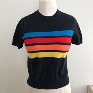 Vintage Inspired Striped Knit T-Shirt